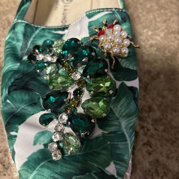 CHINESE Laundry Hayden Green Tropical Print Beaded Bug Espadrilles Shoes 9/40 - Picture 7 of 10